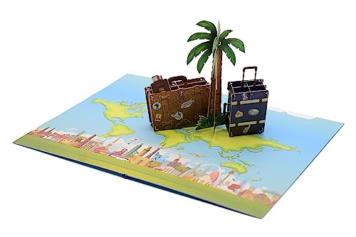 Bon Voyage Pop-Up 3D Scheckkarte für Urlaub, Geburtstag oder auch Abschied - Geldgeschenk für den Urlaub, Geschenkkarte für die Reise, Urlaubsgutschein von ASVP Shop