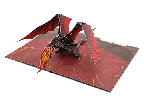 Dragon Fire Fantasy 3D-Pop-Up-Karte für Geburtstag, Abschluss, Valentinstag, Vatertag, Jahrestag, Dankeschön, Genesung, alle Anlässe von ASVP Shop