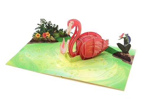 Flamingo 3D-Pop-Up-Karte, "Thinking of You" Karte, handgefertigte Grußkarte, Geschenk für Mutter, Freundin, Oma, Dankeskarte, Geburtstagskarte, Muttertagskarten von ASVP Shop