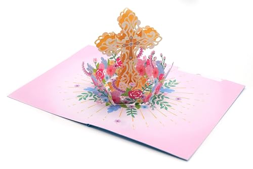 Holly Cross 3D Pop Up Karte - Kommunionkarte - Konfirmationskarte - Hochzeit - Christliche Weihnachtskarte von ASVP Shop