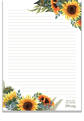 JW Briefpapier, A4-Format, liniert, Geschenk-Notizblock, große Sonnenblumen von ASVP Shop