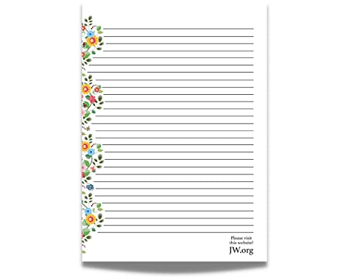 JW Briefpapier A4 Block Schreibpapier liniert Geschenk Notizblock Schreibbogen (Sommerblumen) von ASVP Shop