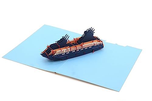 Kreuzfahrtschiff 3D Pop Up, handgefertigte Karte für Reise Meer Reise Urlaub Grußkarte Dankeskarte Glückwunschkarte Geburtstagskarte von ASVP Shop