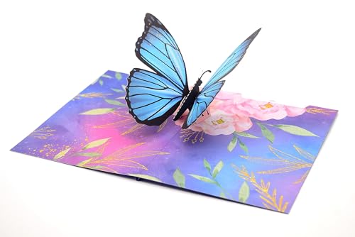 Schmetterling Pop Up Karte Schmetterling 3D Karte Blau Morpho Schmetterling Grußkarten Karte für Mama Karte für Frau Jubiläum Pop Up Karten von ASVP Shop