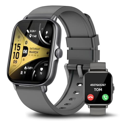 ASWEE Smartwatch für Herren und Damen, Aktivitätstracker mit Telefonanrufe, Smart Watch mit Herzfrequenz und Blutdruckmessgerät, 1.83'' Größe Bildschirm Schrittzähler für Android iOS, KM13 von ASWEE