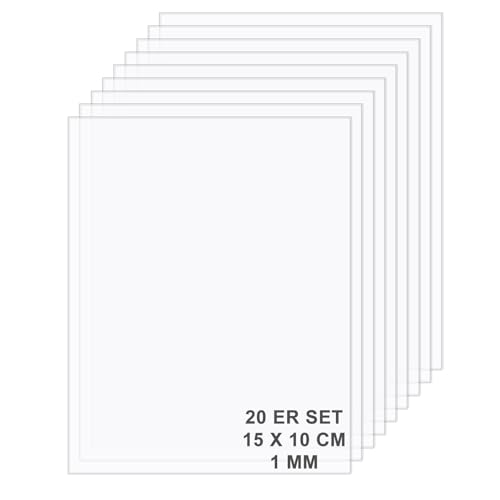 ASelected 20 Stück Acrylglas Platte Transparentes Plexiglas 10 x 15 CM 1 MM Acrylplatten Acrylplatte für Fotorahmen Malerei DIY-Basteln Tischaufsteller von ASelected