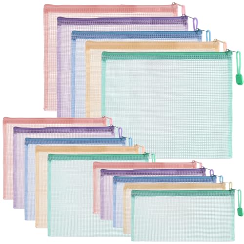 ASelected 15 Stück Dokumententasche A4+A5+A6 Mesh Dokumententaschen Reißverschlusstasche für Datei Papier Reise Schminktasche (5 Farben) ASelected 15 Stück Dokumententasche A4+A5+A6 Mesh Dokumententaschen Reißverschlusstasche für Datei Papier Reise Schminktasche (5 Farben) von ASelected