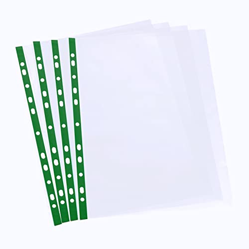 ASelected 100 Stück hochwertige, transparente Kunststoff-Ordner, A4-Taschen, gelochte Taschen von ASelected