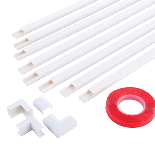 ASelected Elektrischer Kabelkanal, weiße PVC-Kabelkanal, Drahtabdeckung für Wand, Selbstklebende Kabelabdeckung, Wandkabelordnung, verstecken Sie TV-Drähte, Kabelmanagement im Heimbüro, 8 x L 400 mm, von ASelected