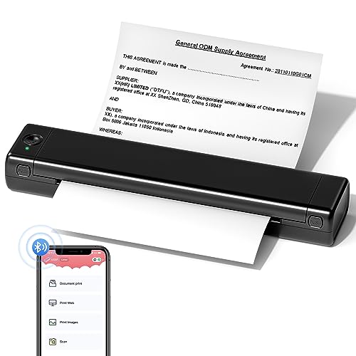 ASprink A4 Mobiler Drucker, M08f Bluetooth Multifunktionsdrucker UnterstüTzt Thermopapier A4 im Format 8.27"X11.69", Thermal Printer, Kompatibel mit Android und iOS füR Telefon und Laptop von ASprink
