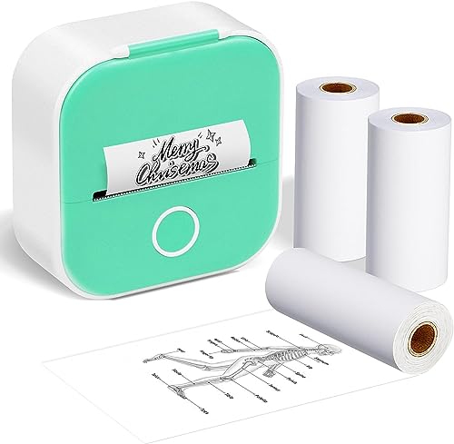 ASprink T02 Mini Drucker mit 3 Papierrollen, Mini Pocket Printer, Fotodrucker, Mini Aufkleberdrucker, Thermodrucker, Mini Bluetooth Drucker, Inkeless Drucker für Notizen, Memos, Zeitschriften, DIY von ASprink