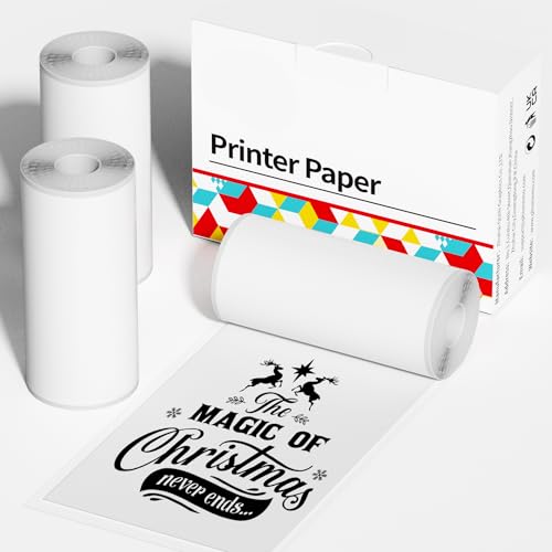 ASprink Thermal Papier mit 3 Rollen, Drucker Papier für 10 Jahre, 50mm x 3.5m, Sticker Papier für M02/M02S/M02Pro/M03 Mini Drucker - Weiß von ASprink