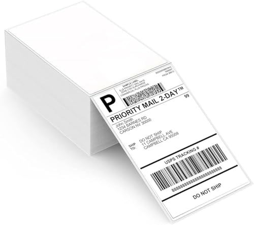 Thermopapier 4"x 6" (100mm×150 mm), Direkt Versandetiketten DHL Etiketten, Selbstklebendes Thermopapier Versandetiketten für Labeldrucker (1 Pack der Fanfold Etiketten 500 Stück) von ASprink