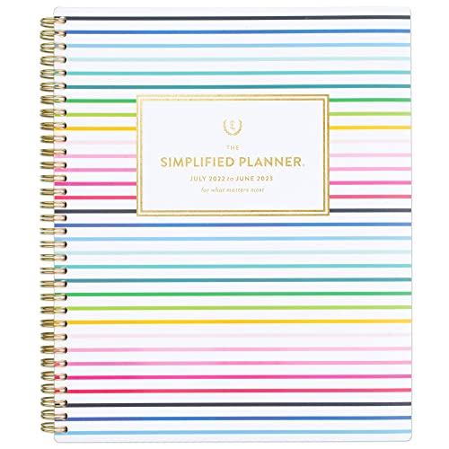 AT-A-GLANCE 2022–2023 Planer, Wochen- und Monatsplaner, 21,6 x 27,9 cm, groß, vereinfacht von Emily Ley, Happy Stripe (EL80-905A) von AT-A-GLANCE