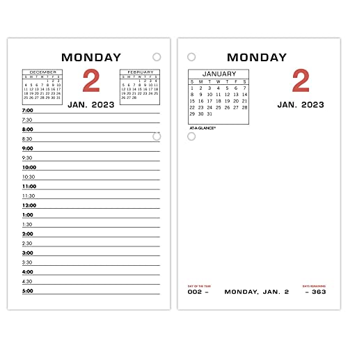 AT-A-GLANCE 2023 Tageskalender Nachfüllpackung, Standard, 8,9 x 15,2 cm, lose Blätter, monatliche Tabs (E01750) von AT-A-GLANCE