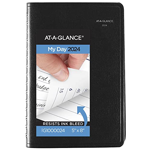 AT-A-GLANCE 2024 Tagesbuch und Planer, 12,7 x 20,3 cm, klein, DayMinder, Schwarz (G1000024) von AT-A-GLANCE