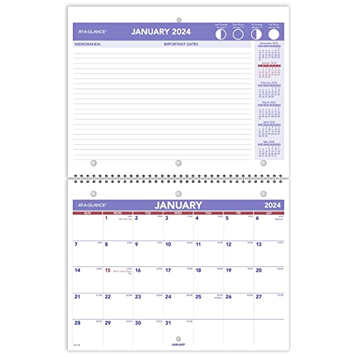 AT-A-GLANCE 2024 Wand- und Schreibtischkalender, 21,6 x 27,9 cm, klein, drahtgebunden (PM1702824) von AT-A-GLANCE