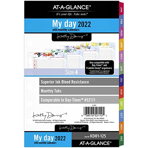 AT-A-GLANCE 52111 Tages- und Monatsplaner-Nachfüllpack für 2022, Tages- und Monatsplaner, 14 x 21,6 cm, Größe 4, Kathy Davis (KD81-125) von AT-A-GLANCE