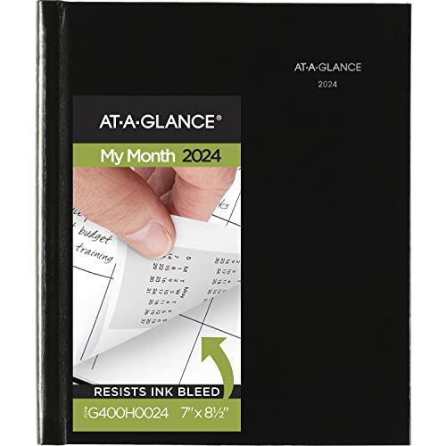 AT-A-GLANCE DayMinder 2024 Monatsplaner, 17,8 x 21,6 cm, Medium, Monatsregister, Hardcover, Schwarz (G400H0024) von AT-A-GLANCE