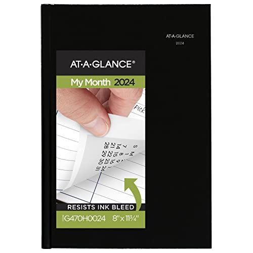 AT-A-GLANCE DayMinder 2024 Monatsplaner, 20,3 x 29,5 cm, groß, Monatsregister, Hardcover, Schwarz (G470H0024) von AT-A-GLANCE