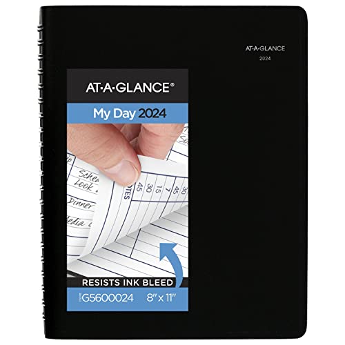 AT-A-GLANCE DayMinder Tages-Terminkalender für vier Personen, Viertelstündliches Terminbuch, 20,3 x 27,9 cm, groß, Schwarz (G5600024) von AT-A-GLANCE