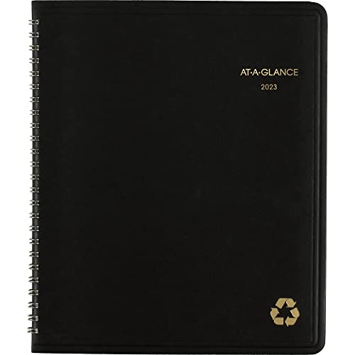 AT-A-GLANCE Monatsplaner 2023, 17,8 x 21,6 cm, mittelgroß, spiralgebunden, recycelt, monatliche Registerkarten, schwarz (70120G05) von AT-A-GLANCE