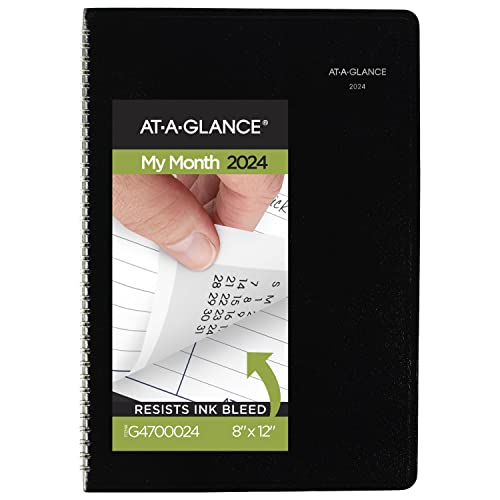 AT-A-GLANCE Monatsplaner 2024, 20,3 x 30,5 cm, groß, DayMinder, Schwarz (G4700024) von AT-A-GLANCE