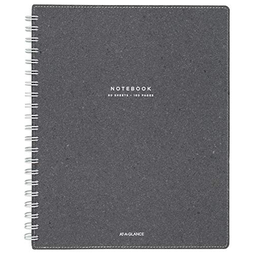 AT-A-GLANCE Notizbuch, Twinwire, liniert, 80 Blatt, 28 x 21 cm, Kollektion Heather Grey (YP145-45) von AT-A-GLANCE