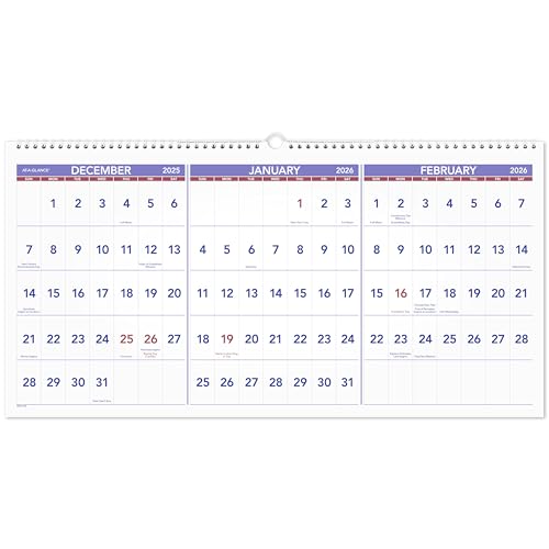 AT-A-GLANCE PM142826 Wandkalender 2026, 61 x 30,5 cm, groß, horizontal, 3 Monate Referenz AT-A-GLANCE PM142826 Wandkalender 2026, 61 x 30,5 cm, groß, horizontal, 3 Monate Referenz von AT-A-GLANCE