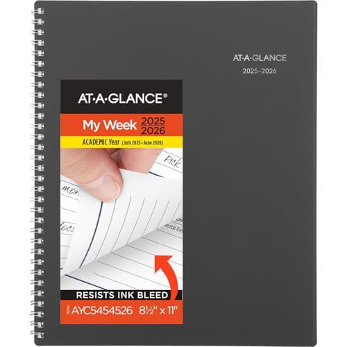 AT-A-GLANCE Planer 2025-2026, akademisch, wöchentlich und monatlich, 21,6 x 27,9 cm, groß, monatliche Registerkarten, flexibler Einband, DayMinder, Anthrazit (AYC54545) von AT-A-GLANCE