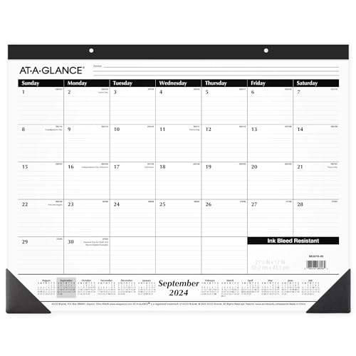 AT-A-GLANCE Schreibtischkalender 2024–2025, akademisch, monatlich, 54 x 43 cm, Standard, linierte Tagesblöcke (SK241600) von AT-A-GLANCE