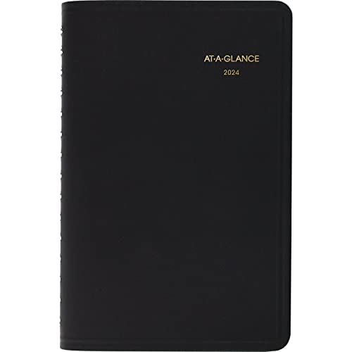 AT-A-GLANCE Tagesplaner 2024, Stundenplaner, 12,7 x 20,3 cm, klein, 24 Stunden, Schwarz (702030524) von AT-A-GLANCE