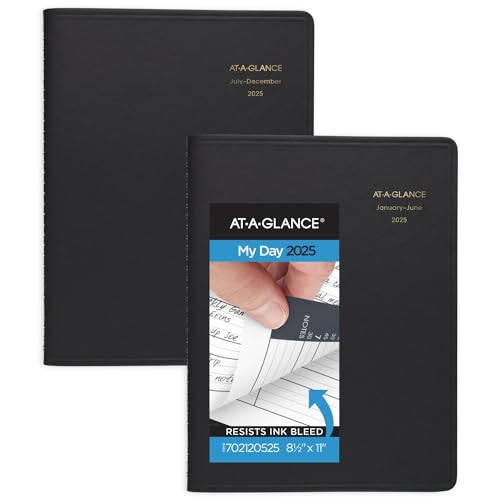 AT-A-GLANCE Terminkalender 2025, Tagesplaner, Gruppenplaner für acht Personen, 21,6 x 27,9 cm, groß, Viertelstunden, 2 Bände, Schwarz (702120525) von AT-A-GLANCE