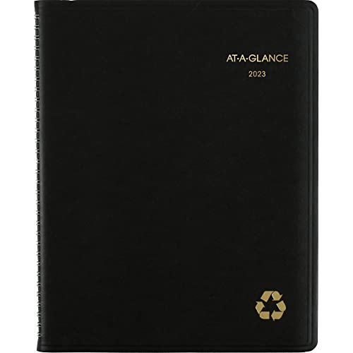 AT-A-GLANCE Wochen- und Monatsplaner 2023, Viertelstündliches Terminbuch, 21,6 x 27,9 cm, groß, recycelt, schwarz (70950G05) von AT-A-GLANCE