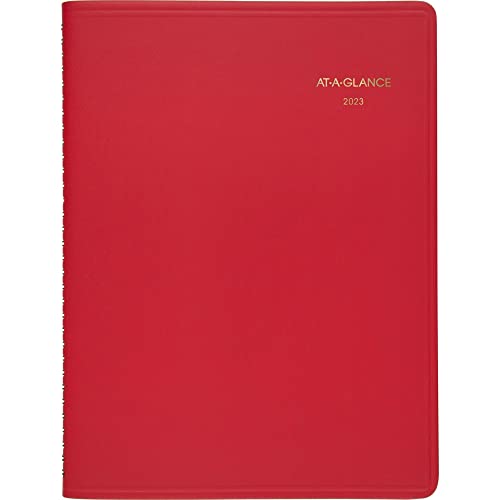 AT-A-GLANCE Wochenplaner 2023, Viertelstündliches Terminbuch, 21,6 x 27,9 cm, groß, modische Farbe, Rot (7094013) von AT-A-GLANCE