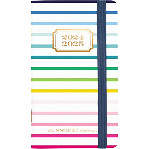 Taschenkalender 2024–2025, vereinfacht von Emily Ley für einen Blick, 2-Jahres-Monatsplaner, 8,9 x 15,2 cm, Taschengröße, Happy Stripe (EL16-021-24) von AT-A-GLANCE