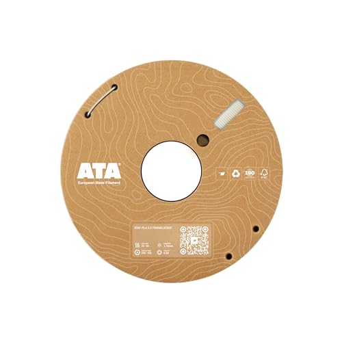 ATA® Premium PLA 2.0 Filament, European Made, 1.75mm 3D Drucker Filament, 1 KG Spool, ≤0.03mm Max Tolerance backed by 3-Axis Laser Precision (Durchscheinend, 1kg) von ATA