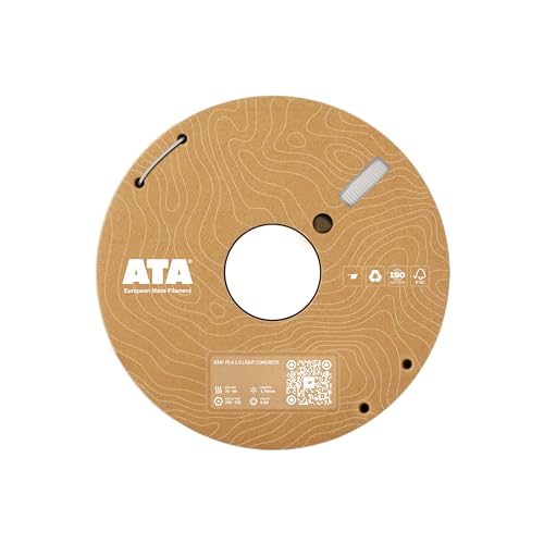 ATA® Premium PLA 2.0 Filament, European Made, 1.75mm 3D Drucker Filament, 1 KG Spool, ≤0.03mm Max Tolerance backed by 3-Axis Laser Precision (Hellbetongrau, 1kg) von ATA