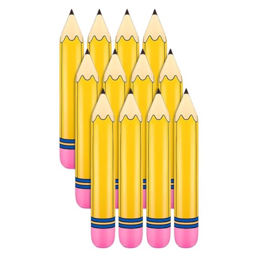 ATACT 12 Stück 27 Riesige Große Aufblasbare Bleistift-Geburtstagsfeiergeschenke Bleistift-Hänge-Klassenzimmerdekoration von ATACT