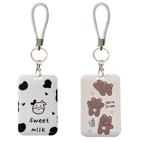 2 x Fotokartenhalter, niedlicher Fotokartenhalter mit Schlüsselanhänger, Ausweishalter, Buskarten-Anhänger, Schlüsselanhänger, schützende Fotohüllen 2 x Fotokartenhalter, niedlicher Fotokartenhalter mit Schlüsselanhänger, Ausweishalter, Buskarten-Anhänger, Schlüsselanhänger, schützende Fotohüllen von ATCEME