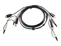 ATEN USB-HDMI-KVM-Kabel mit Audio, 1,8 m, 1,8 m, HDMI, Schwarz, HDMI, USB A, 2 x 3.5mm, HDMI, USB B, 2 x 3.5mm, Männlich von ATEN Technology