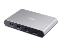 Aten 2-Port USB-C Gen 2 Sharing Switch mit Stromdurchgang, Silber von ATEN Technology