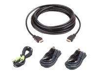 Aten 3 M USB HDMI Secure KVM Kabel-Set, 3 m, HDMI, Schwarz, USB A, HDMI, 3.5 mm, USB B, HDMI, 3.5 mm, Männlich von ATEN Technology