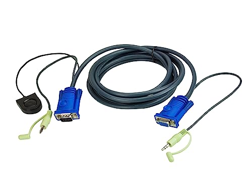 ATEN 2l-5205b 5 m VGA (D-Sub) + 3,5 mm VGA (D-Sub) + 3,5 mm schwarz Kabel VGA – Kabel VGA (5 m, VGA (D-Sub) + 3,5 mm, VGA (D-Sub) + 3,5 mm, Schwarz, männlich/weiblich) von ATEN