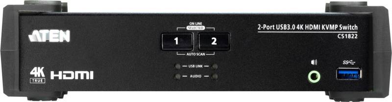 ATEN CS1822 KVMP Switch - KVM-/Audio-/USB-Switch - 2 x KVM/Audio/USB - 1 lokaler Benutzer - Desktop von ATEN