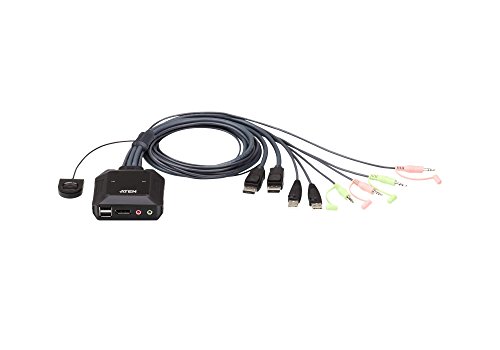 ATEN CS22DP USB-DisplayPort-Kabel-KVM-Schalter mit Fernwähler, 2 Port von ATEN