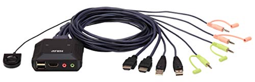 Aten CS22H 2-Port USB 4K HDMI Cable KVM Switch with Remote Port Selector von ATEN