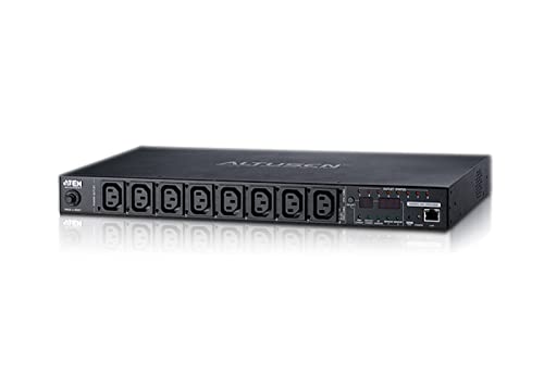 ATEN PE8108G IP-Fernschaltsteckdose, 8 Port, 1HE, 8xC13, 10A, Einzel-P.-Messung, schwarz von ATEN