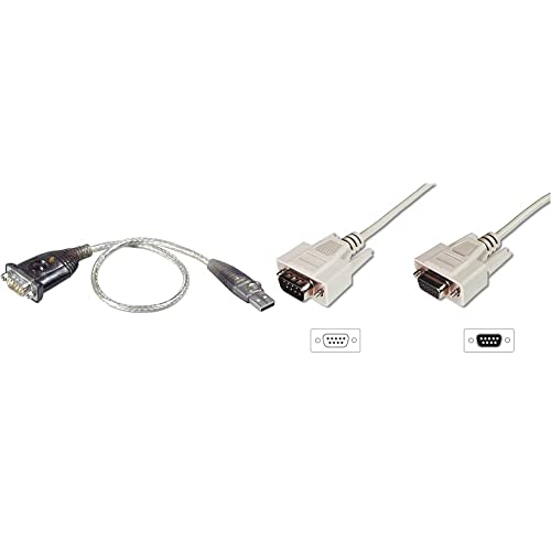ATEN UC232A USB-Serial Converter & DIGITUS Datatransfer Verlängerungskabel, D-Sub9 St/Bu, 2.0m, Seriell, Vergossen - Beige von ATEN
