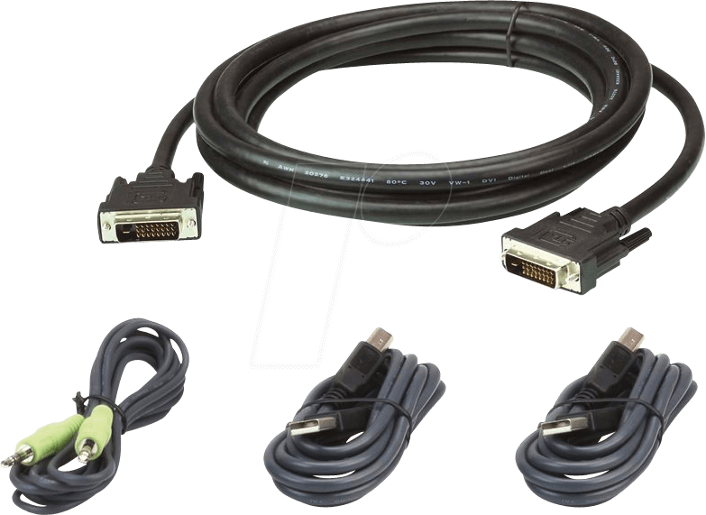 Aten 3 M USB DVI-D Dual Link Secure KVM Kabel-Set - 3 m - DVI-D - Schwarz - USB Type A - 3.5 mm - DVI-D - USB Type B - 3.5 mm - DVI-D - M�nnlich (2L-7D03UDX4) von ATEN